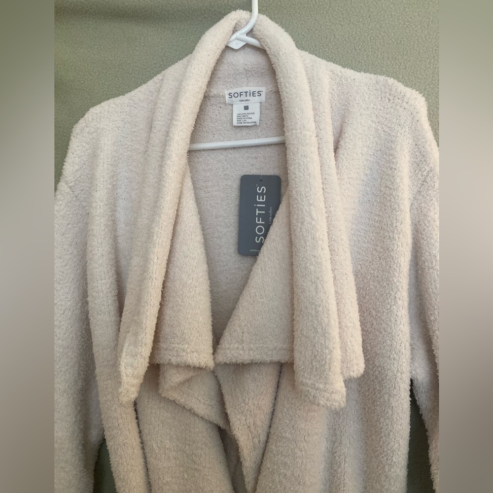 NWT Softies Cream Ultra Soft Belted Cardigan Sweater size L/XL - Picture 3 of 11